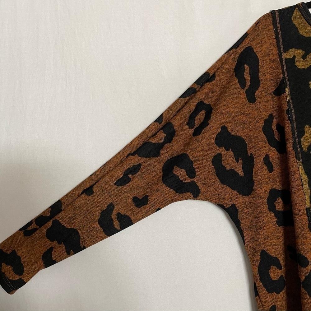 ENTRO Boho Mixed Leopard Print Oversized Dolman Sleeve Lightweight Sweater Top - Picture 13 of 14